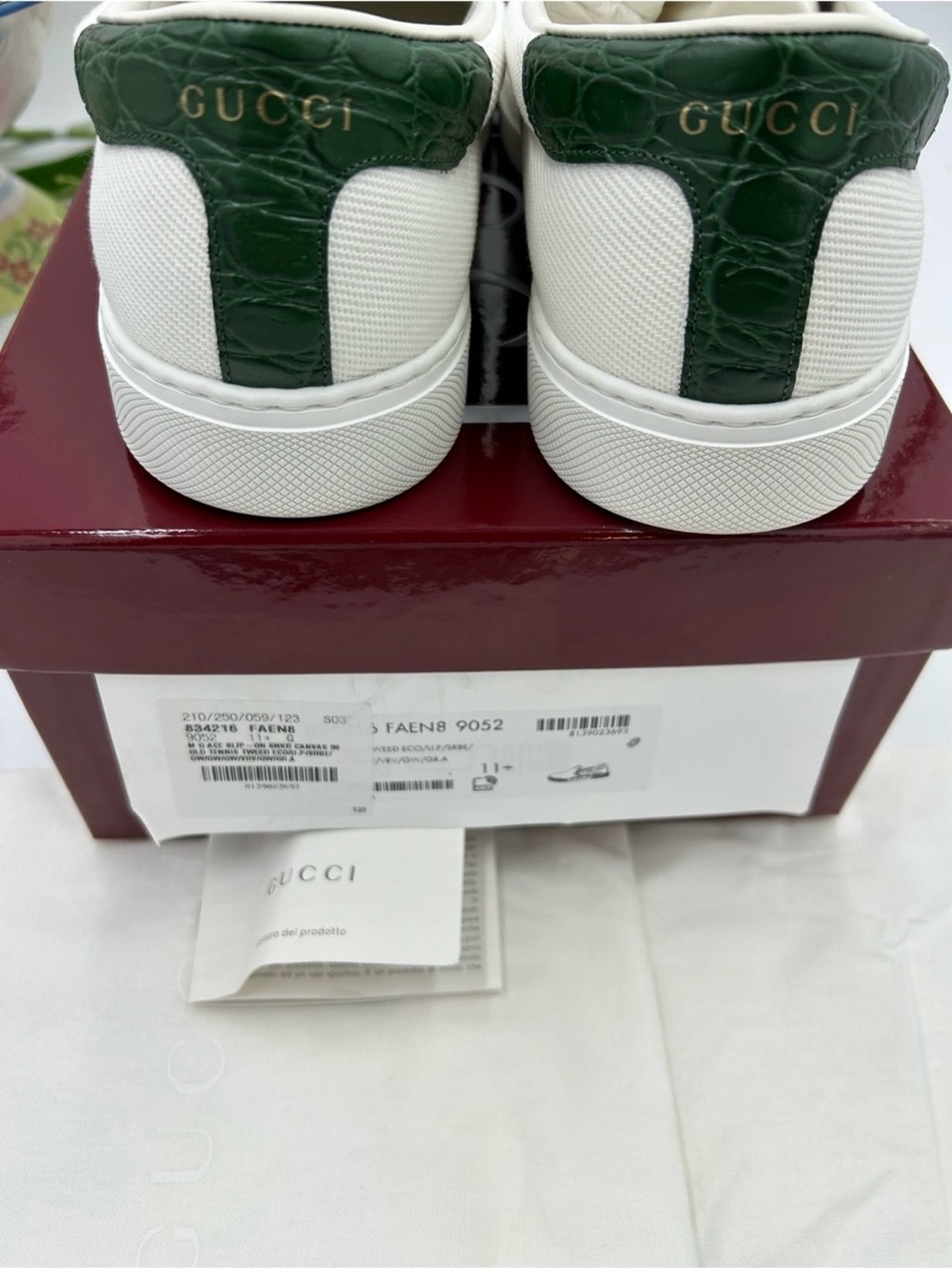 Men’s Gucci white canvas ace slip on sneakers sz 11.5 fits 12.5US made in Italy - Picture 10 of 13